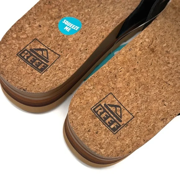 Reef Cushion Vista Hi Sandals Black Duo Platform Slide Size 9 - Picture 11 of 14